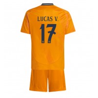 Echipament fotbal Real Madrid Lucas Vazquez #17 Tricou Deplasare 2024-25 pentru copii maneca scurta (+ Pantaloni scurti)